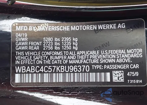 2019 BMW M850I xDrive z USA, uszkodzony, nr VIN WBABC4C57KBU96370